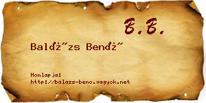 Balázs Benő névjegykártya