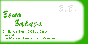 beno balazs business card