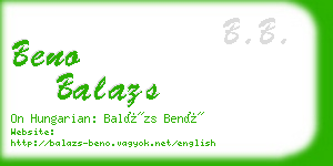 beno balazs business card